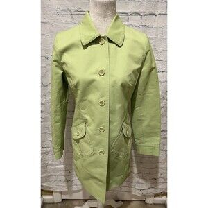 ANN TAYLOR LOFT Women's Long Jacket light Green Lined Career Button Up Small